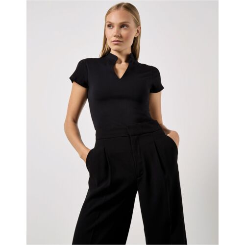 Regular Fit Short Sleeve Mandarin Colar Top Thumbnail