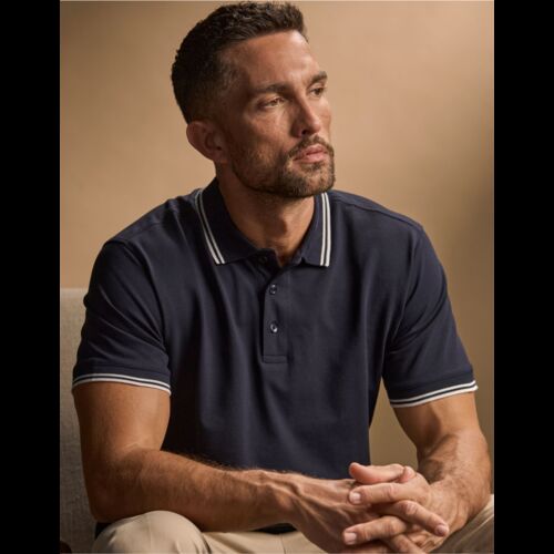 Men's Luxury Stripe Stretch Polo Thumbnail